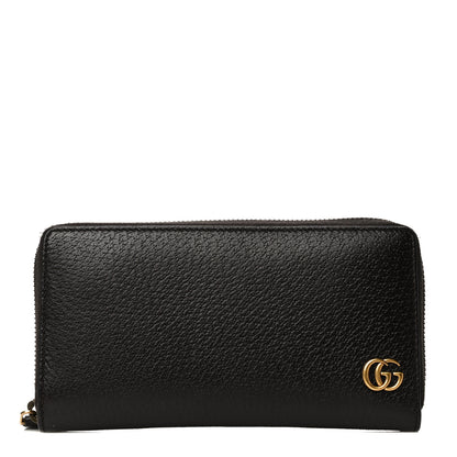 Gucci Dollar Calfskin Boar Effect GG Marmont Zip Around Wallet Dark Cocoa 1 of 15