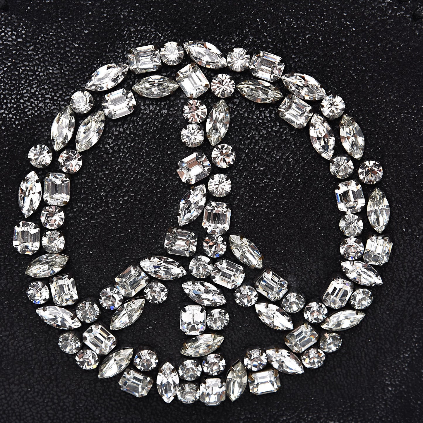 Shaggy Deer Crystal Stones Peace Tiny Falabella Tote Black