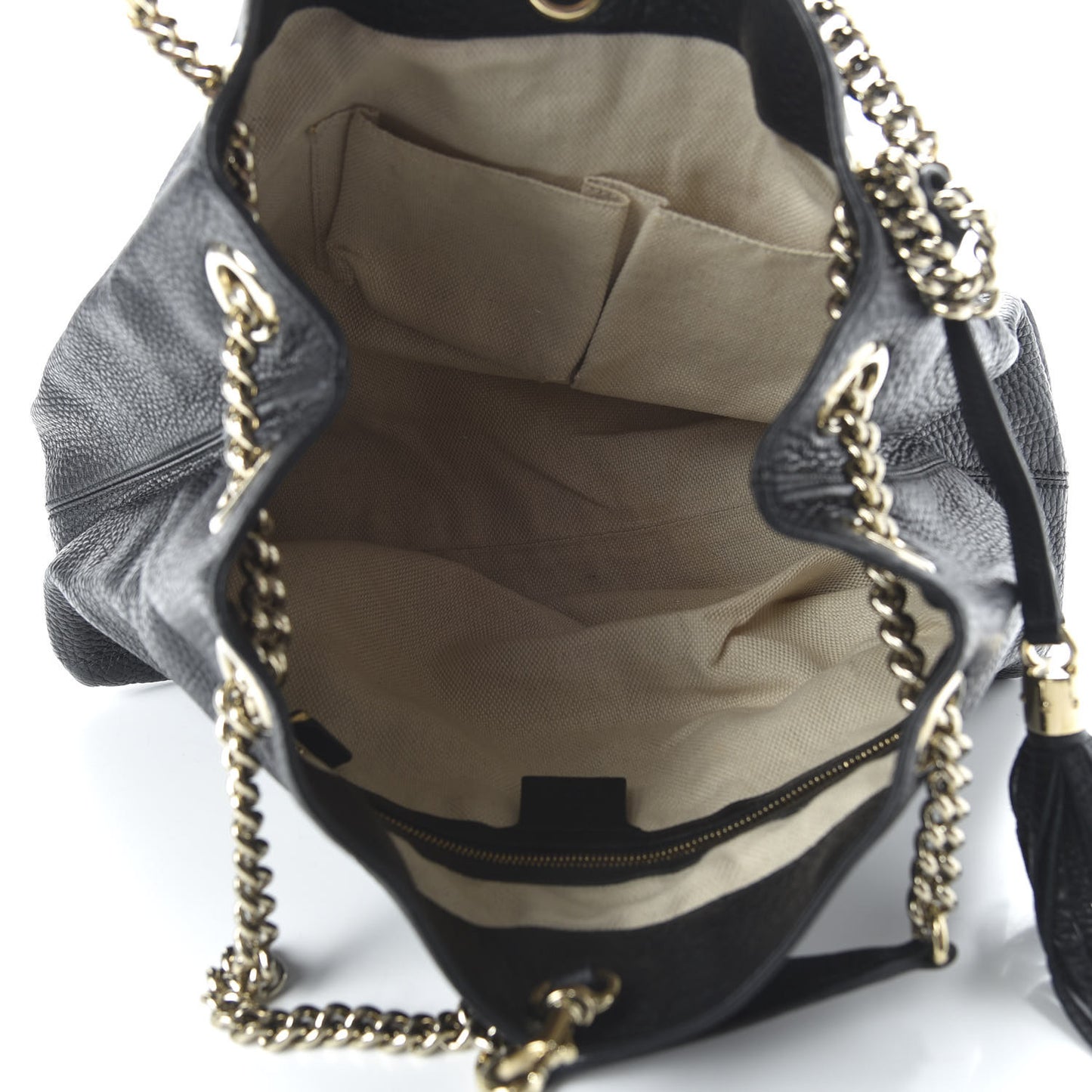 Pebbled Calfskin Medium Soho Chain Shoulder Bag Black