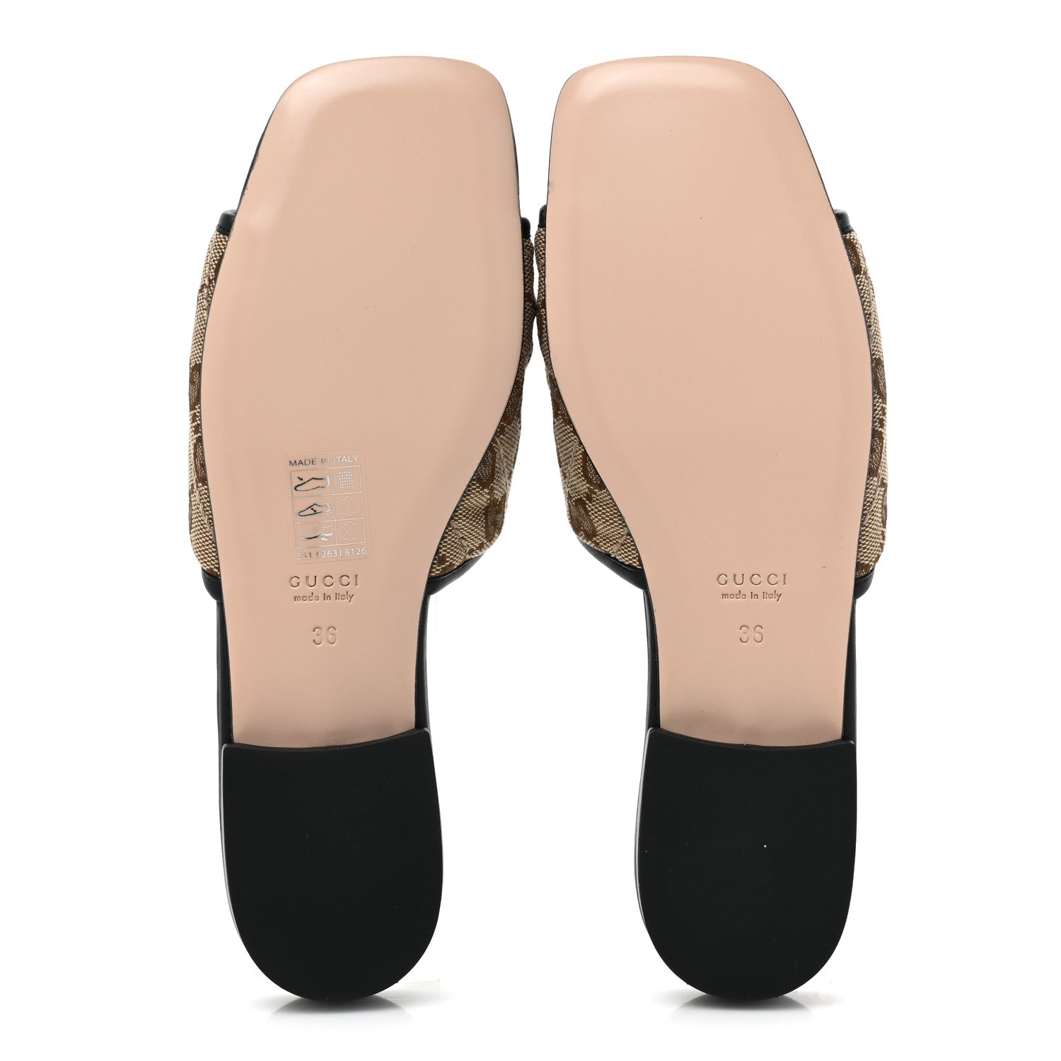Gucci Monogram Matelasse Diagonal GG Marmont Flat Slide Sandals 36 Beige Ebony Black 6 of 10