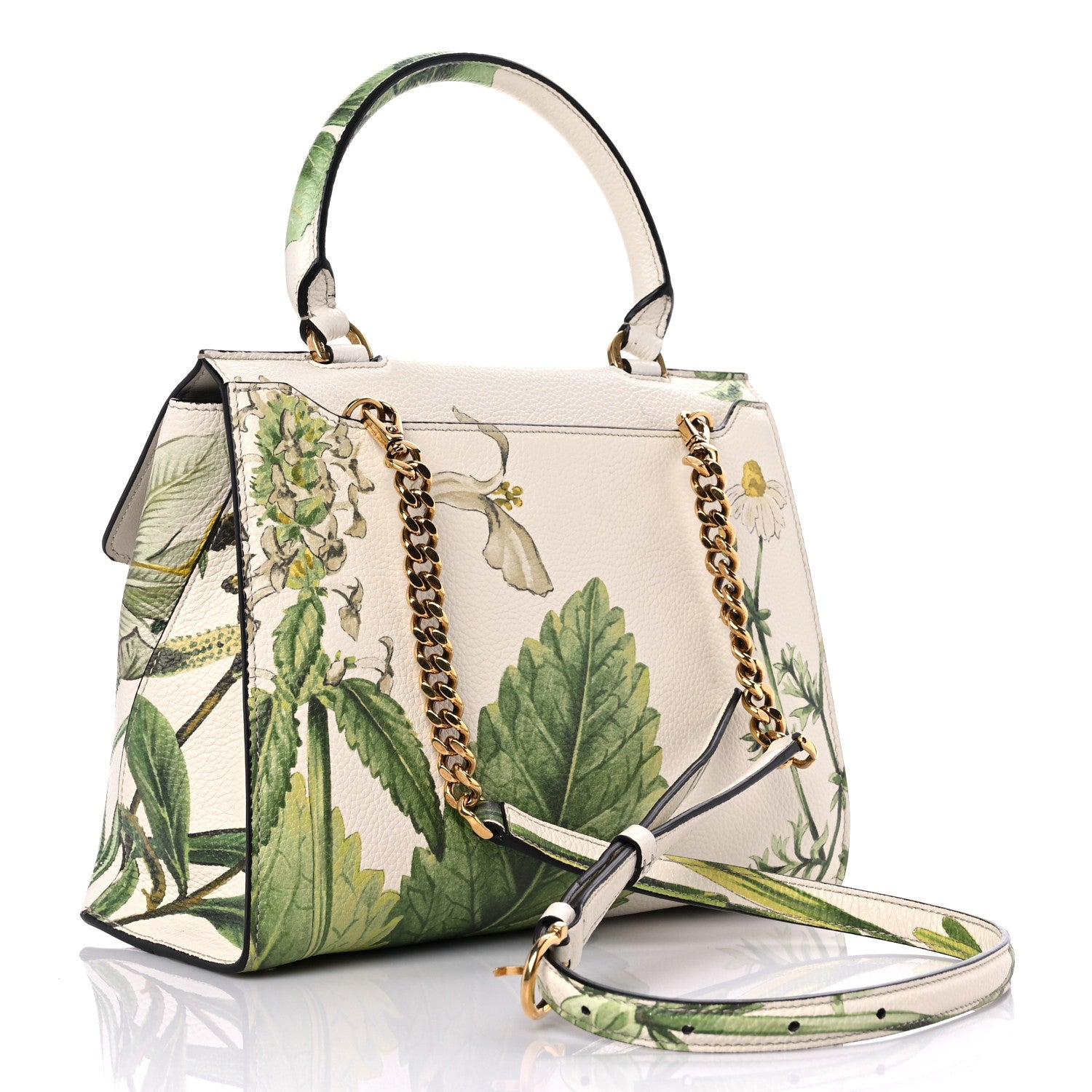 Salvatore Ferragamo Calfskin Floral Print Trifolio Top Handle Bag Multicolor 3 of 22