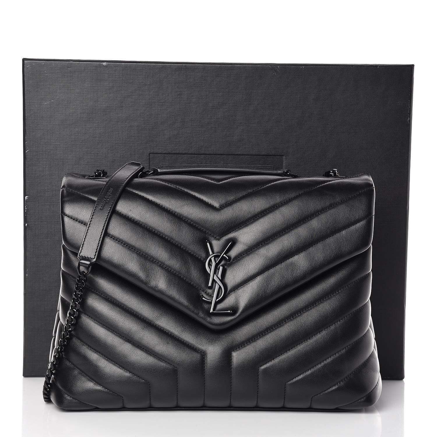 Saint Laurent Calfskin Y Quilted Monogram Medium Loulou Chain Satchel Black 15 of 15