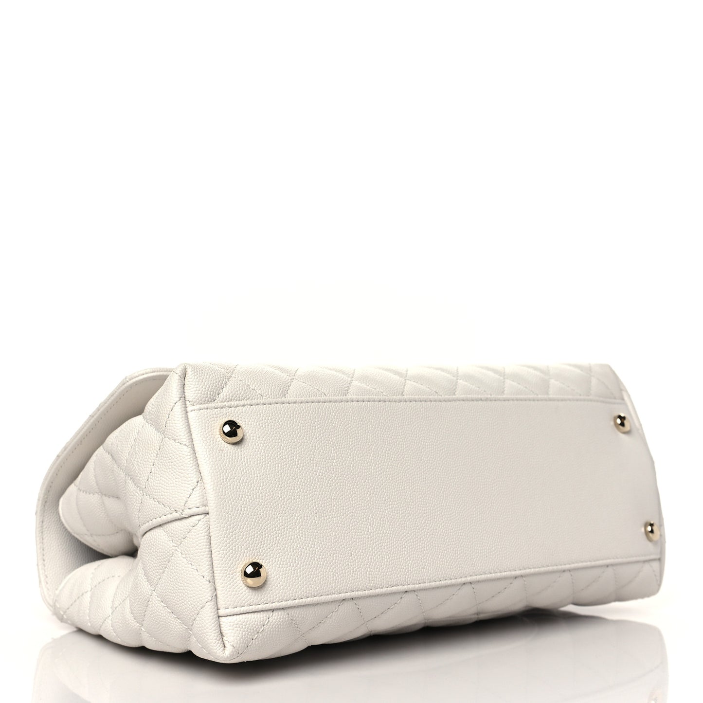 Caviar Quilted Small Coco Handle Flap White