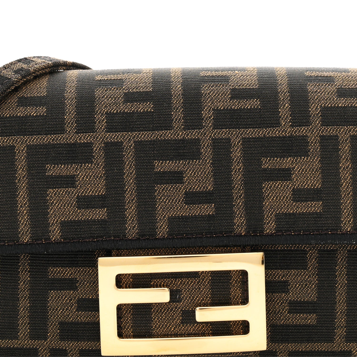 Fendi Fabric Jacquard FF 1974 Mini Baguette Tobacco Moro Black 8 of 11