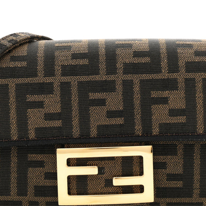 Fendi Fabric Jacquard FF 1974 Mini Baguette Tobacco Moro Black 8 of 11