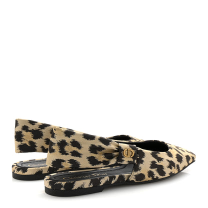 Christian Dior Nylon Leopard Print Mizza Slingback Flat 36 Beige Multicolor 5 of 10