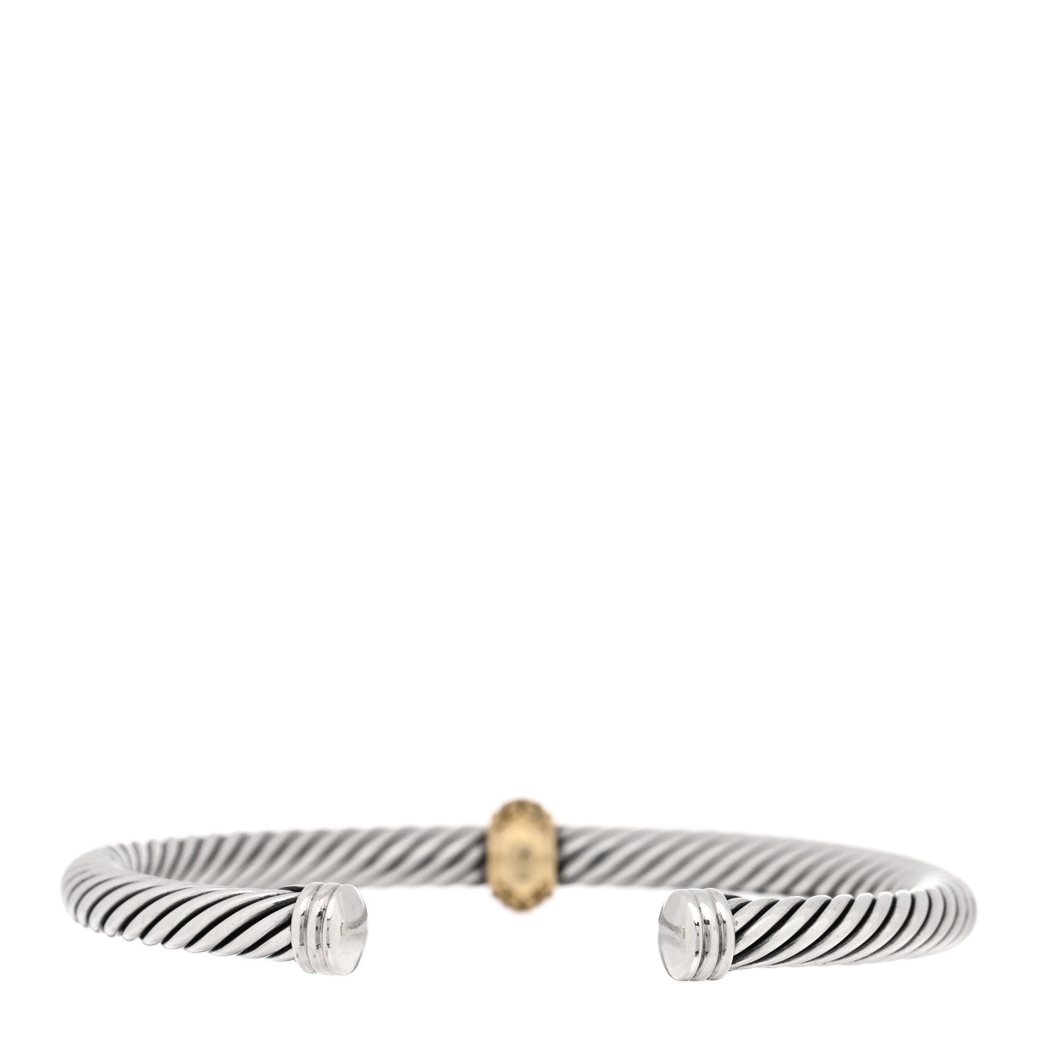 David Yurman Sterling Silver 18K Yellow Gold Yellow Sapphire 5mm Cable Classics Single Station Bracelet 2 of 3