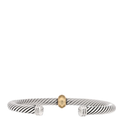 David Yurman Sterling Silver 18K Yellow Gold Yellow Sapphire 5mm Cable Classics Single Station Bracelet 2 of 3