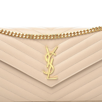 Saint Laurent Grain De Poudre Matelasse Chevron Monogram Chain Wallet Nude Powder 9 of 10