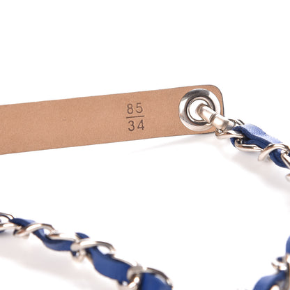 Chanel Lambskin CC Chain Belt 85 34 Blue Silver 6 of 7