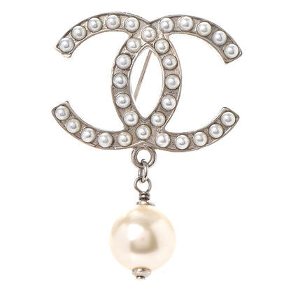 Chanel Pearl CC Drop Brooch Silver 1 of 5