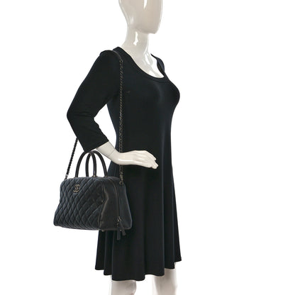 Chanel Caviar Lizard Quilted Coco Handle Bowler Black 2 of 16