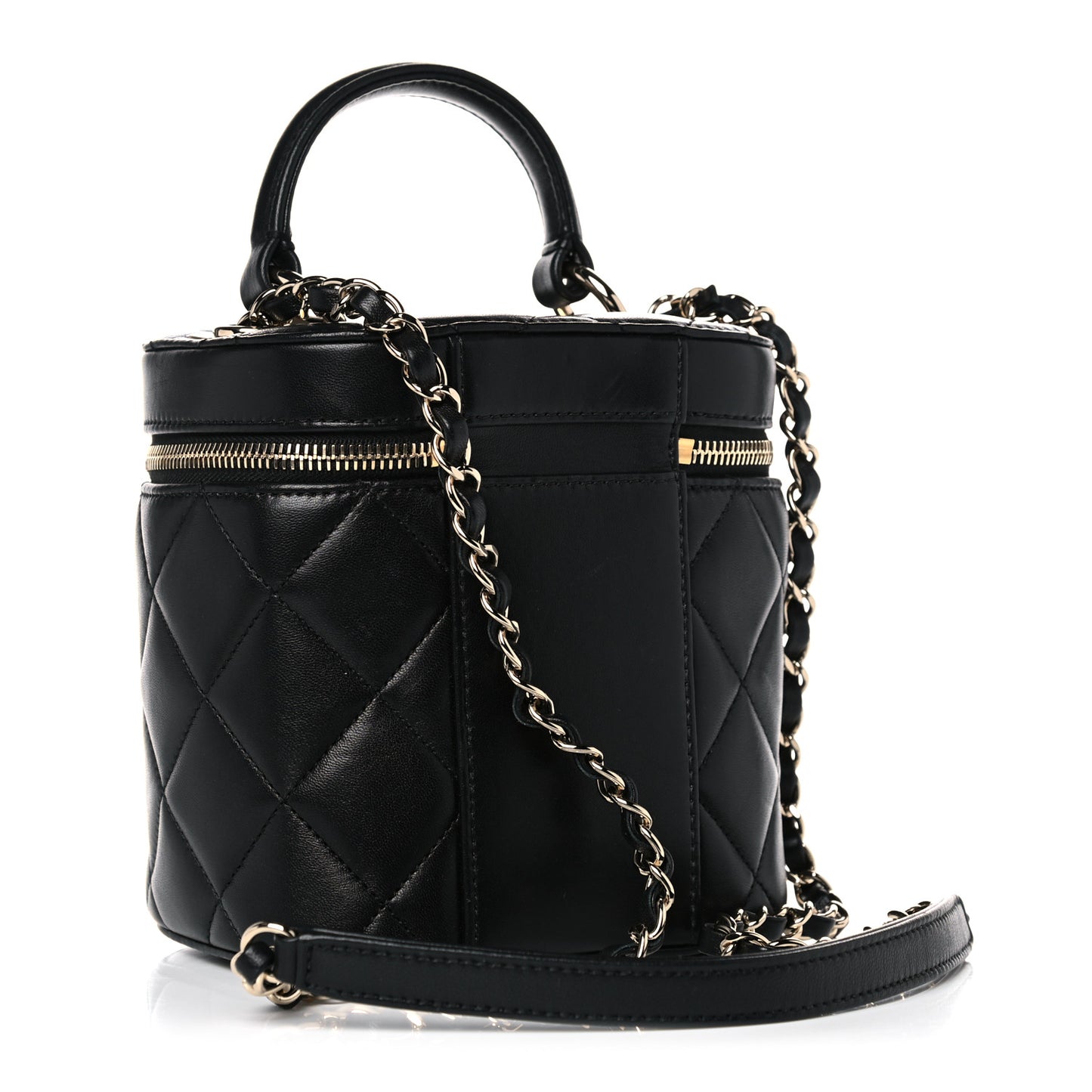 Lambskin Quilted Trendy Vanity Case Black