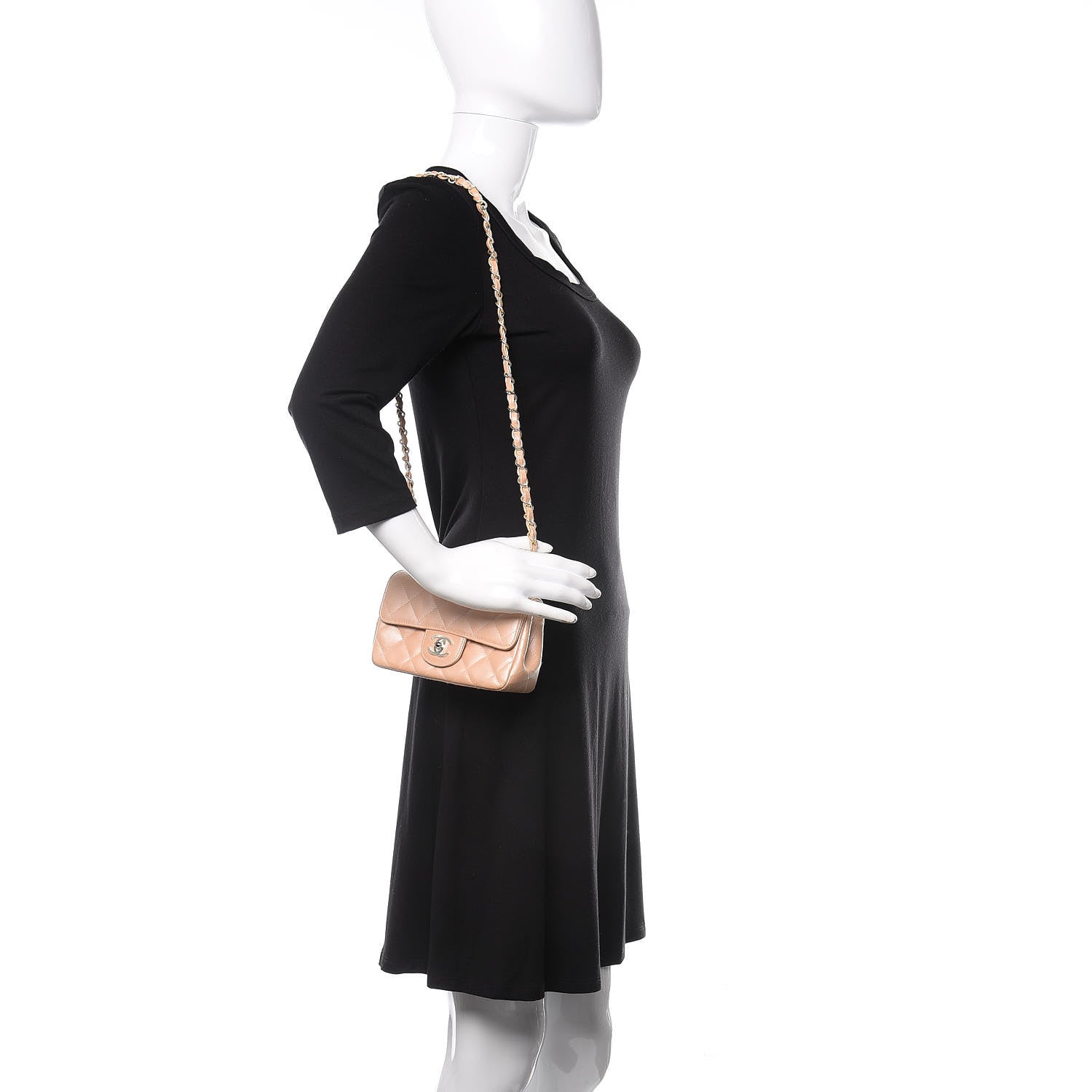 Chanel Lambskin Quilted Extra Mini Rectangular Flap Beige 2 of 10