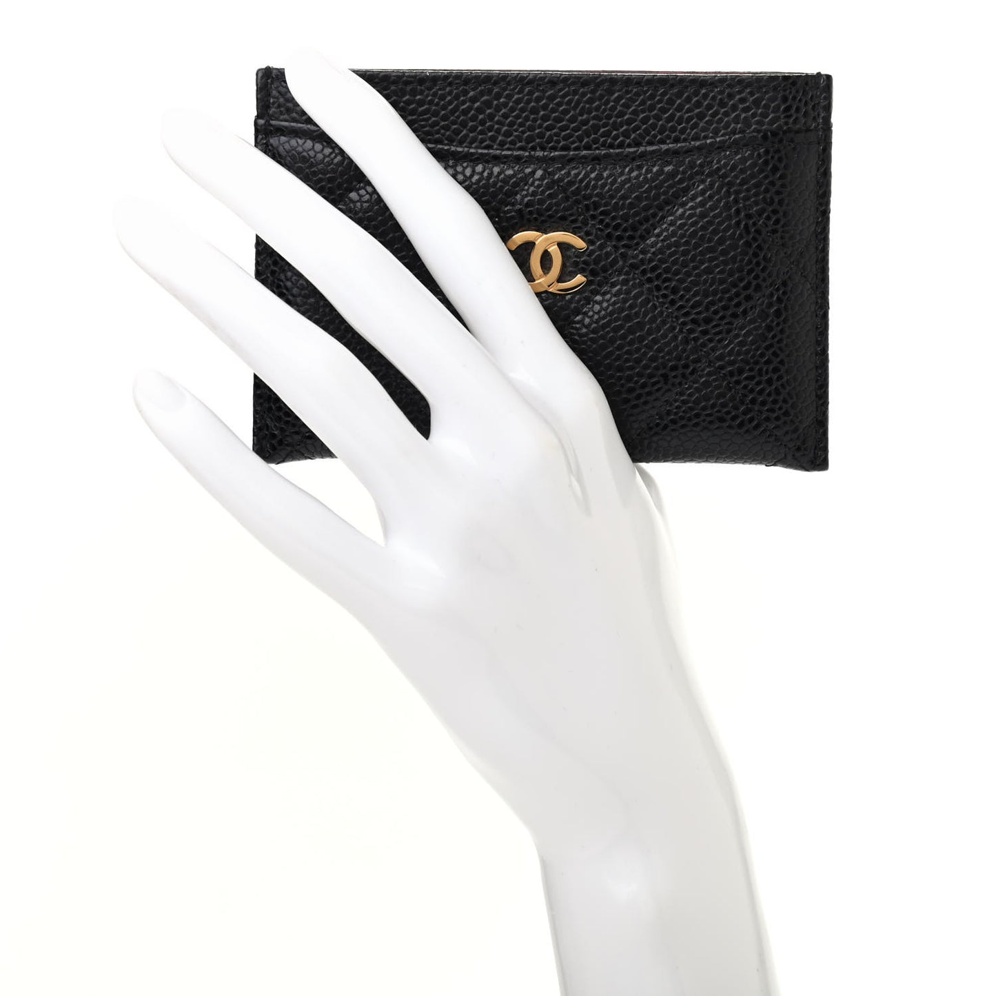 Caviar Quilted Card Holder Black