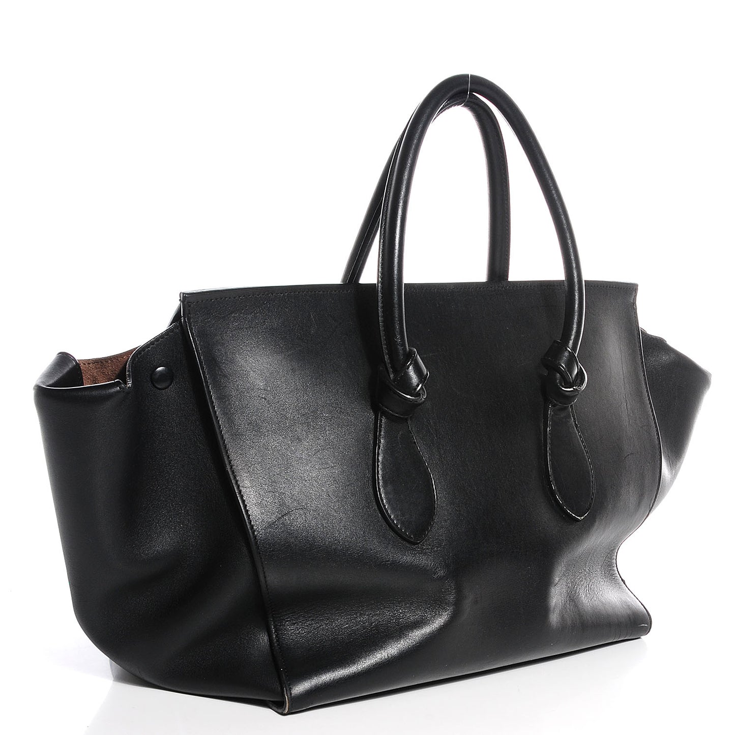 Smooth Calfskin Large Tie Knot Tote Black