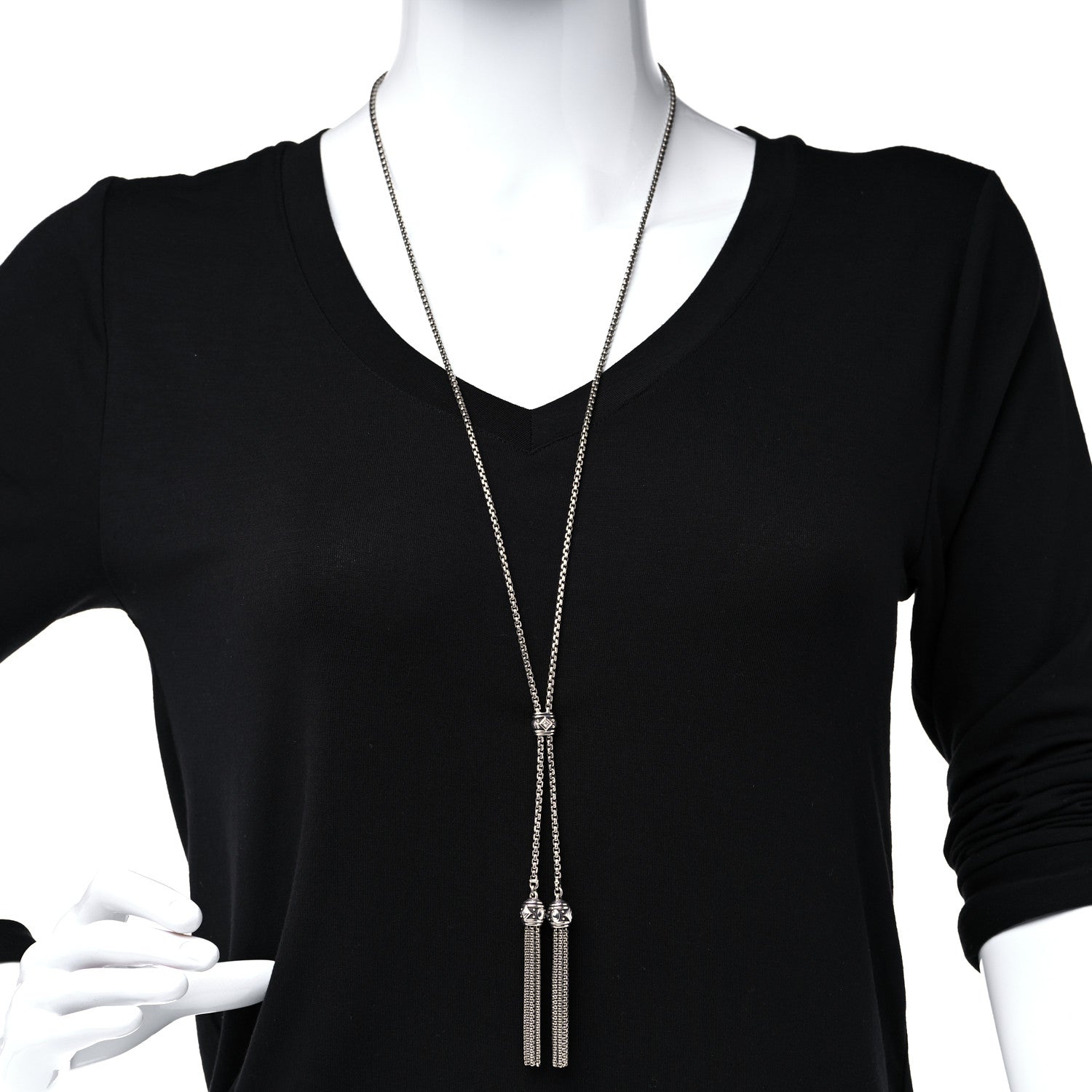 David Yurman Sterling Silver Diamond Renaissance Tassel Necklace 2 of 4