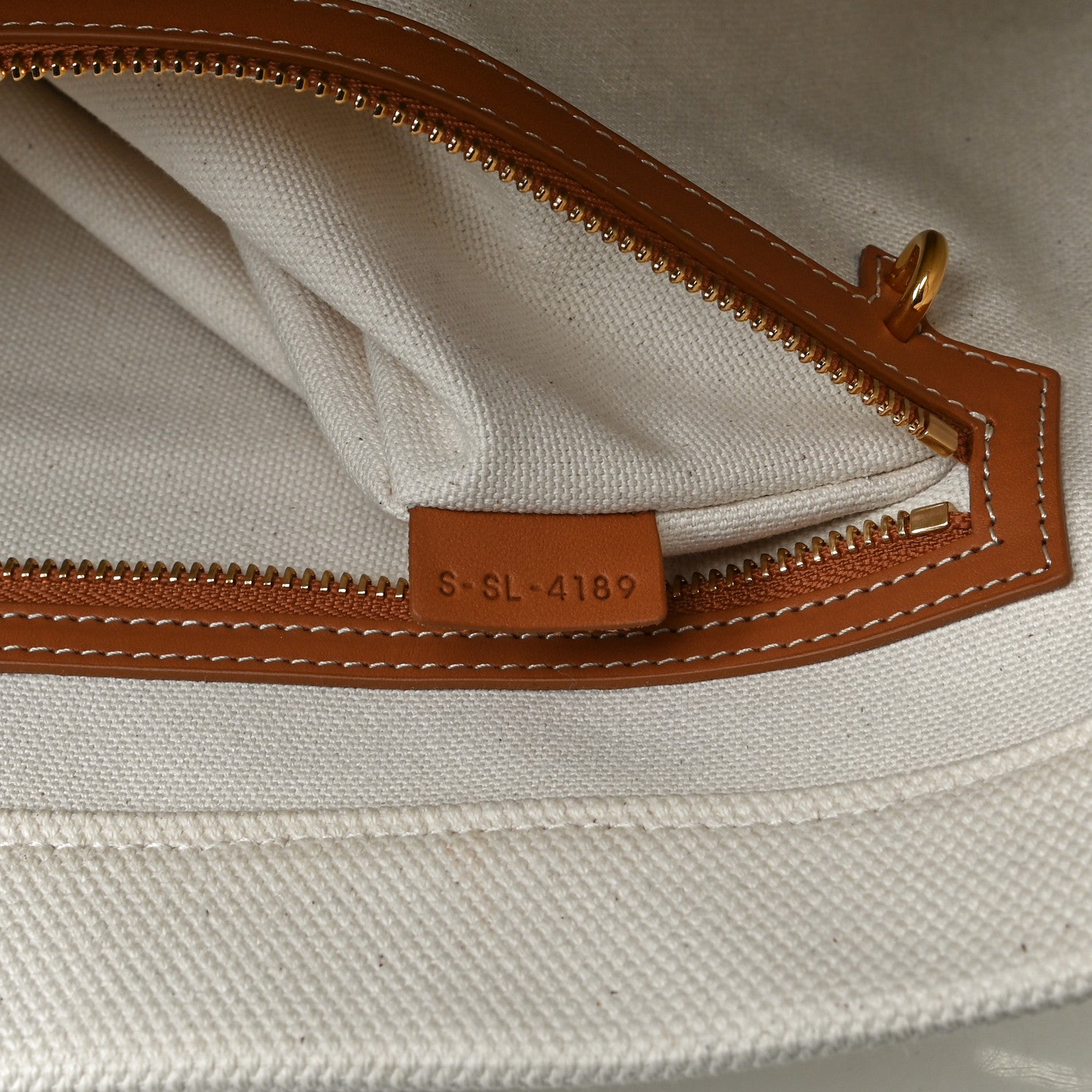 Celine Canvas Calfskin Logo Print Small Horizontal Cabas Natural Tan 6 of 14