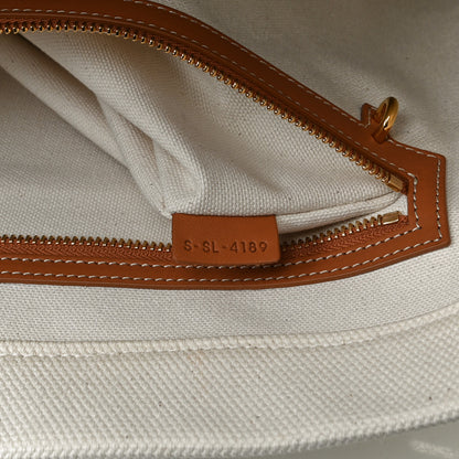 Celine Canvas Calfskin Logo Print Small Horizontal Cabas Natural Tan 6 of 14
