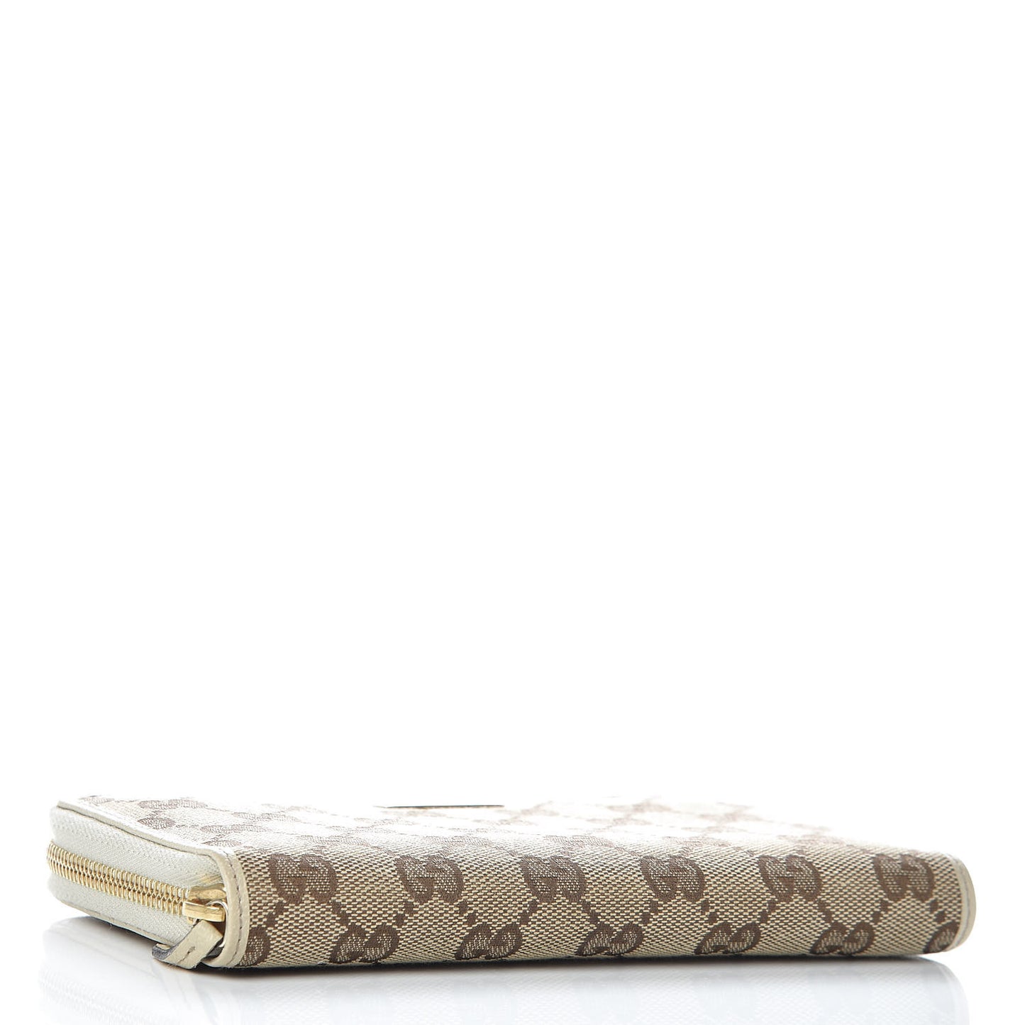 Monogram Metal Bar Zip Around Wallet Beige Ebony Off White