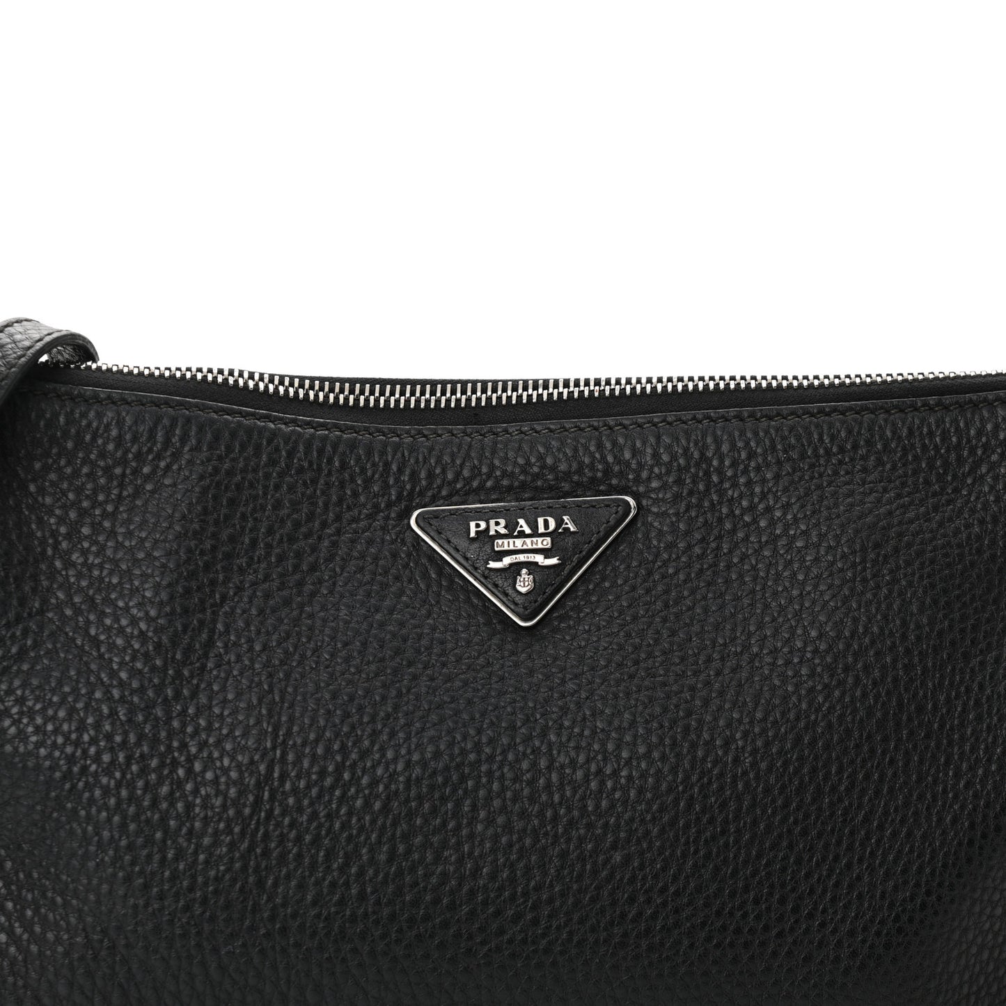 Vitello Daino Zippered Crossbody Bag Black
