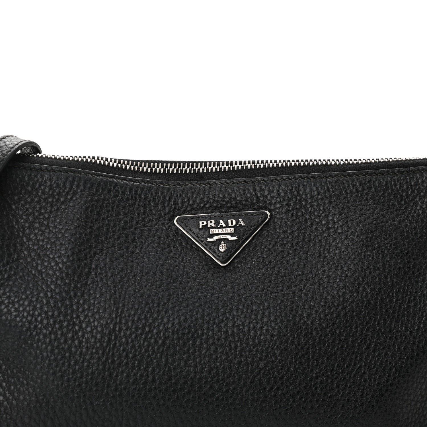 Prada Vitello Daino Zippered Crossbody Bag Black 6 of 9