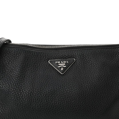 Prada Vitello Daino Zippered Crossbody Bag Black 6 of 9