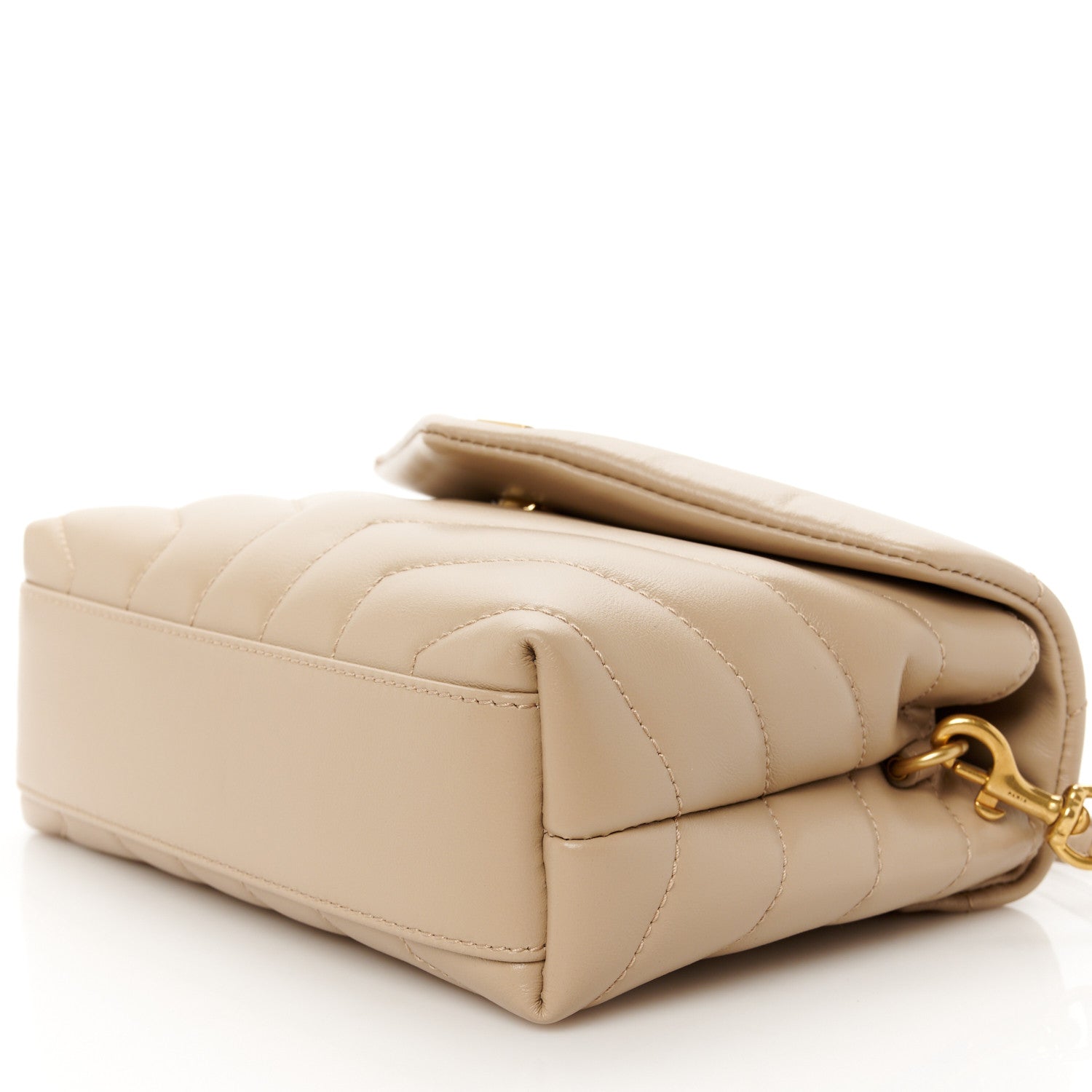 Saint Laurent Calfskin Y Quilted Monogram Toy Loulou Crossbody Bag Dark Beige 11 of 11
