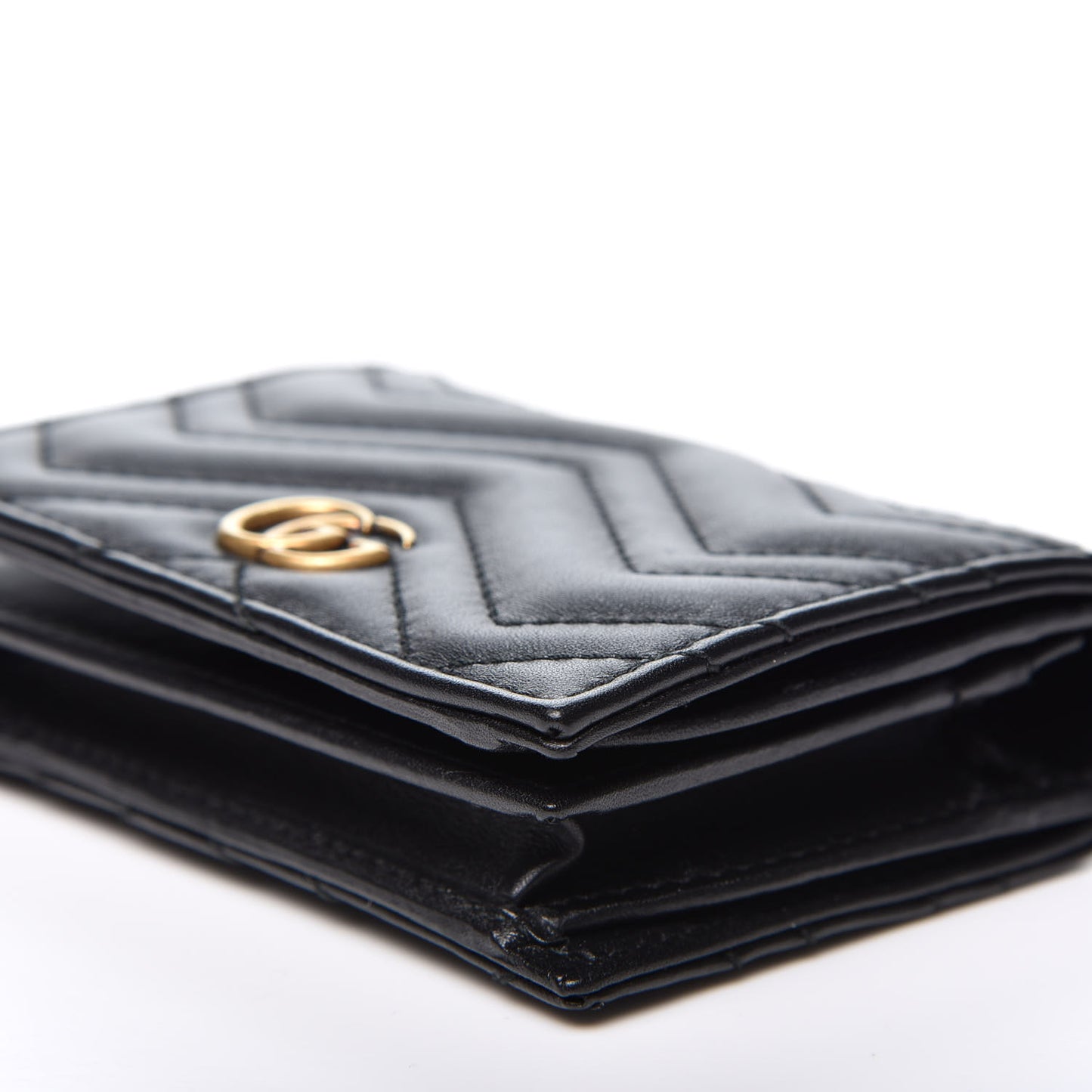Calfskin Matelasse GG Marmont Card Case Wallet Black