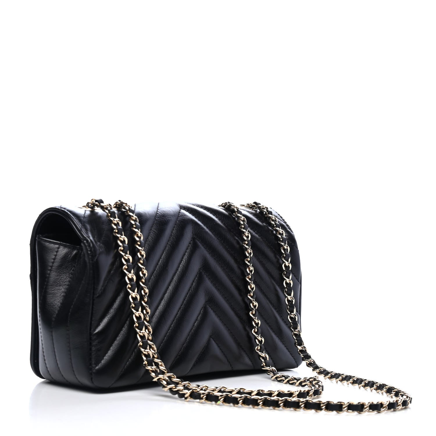 Chanel Calfskin Chevron Quilted Mini Statement Flap Black 2 of 4