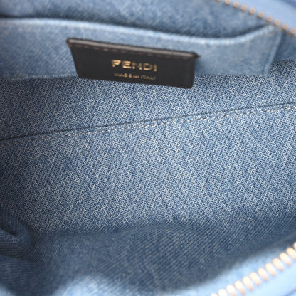 Fendi Denim Vitello King Plexiglass Logo Embroidered Mini By The Way Top Handle Boston Bag Denim Cuoio 5 of 10