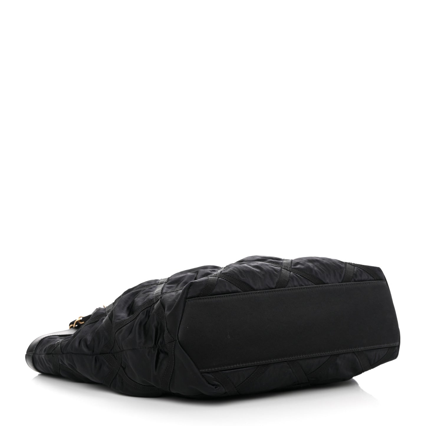 Nylon Grosgrain Quilted Lifestyle Shopping Tote Black