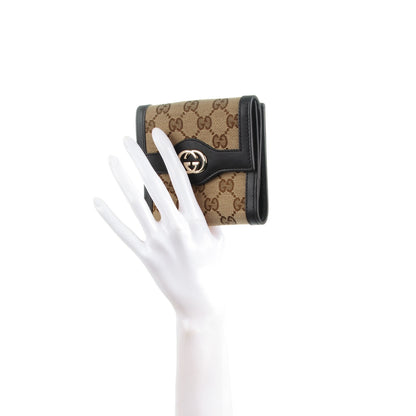 Gucci Monogram Margaux Calfskin Sukey French Flap Wallet Beige Ebony Cocoa 2 of 7