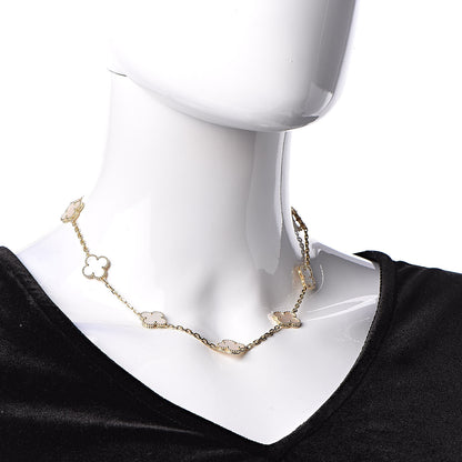 Van Cleef & Arpels 18K Yellow Gold Mother of Pearl 10 Motifs Vintage Alhambra Necklace 2 of 6