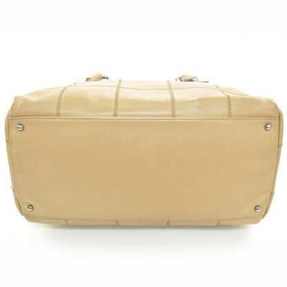 Chanel Leather Square Stitched Satchel Beige 4 of 8