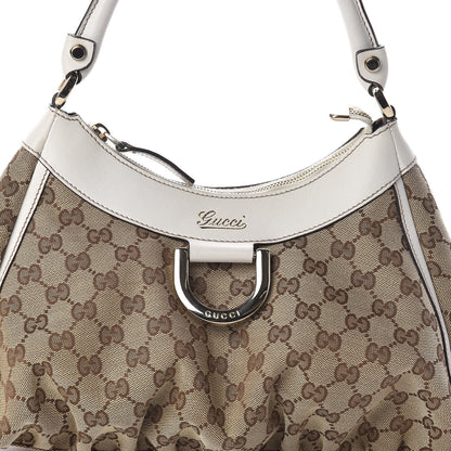 Gucci Monogram Medium D Gold Ring Hobo White 8 of 14