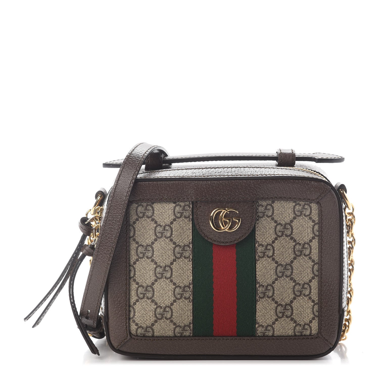 Gucci GG Supreme Monogram Mini Ophidia Top Handle Shoulder Bag Brown 1 of 8