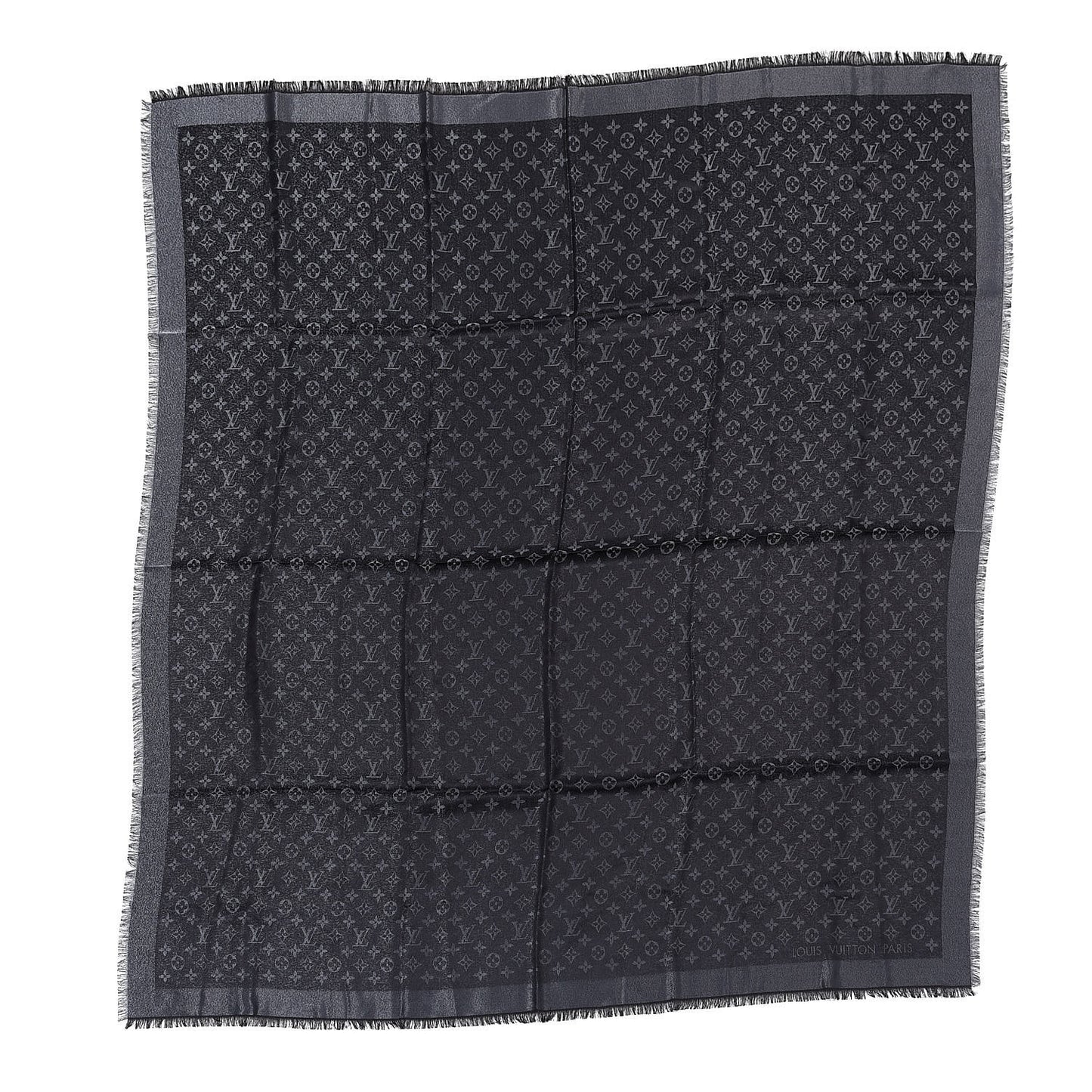 Silk Lurex Wool Monogram Shine Shawl Black