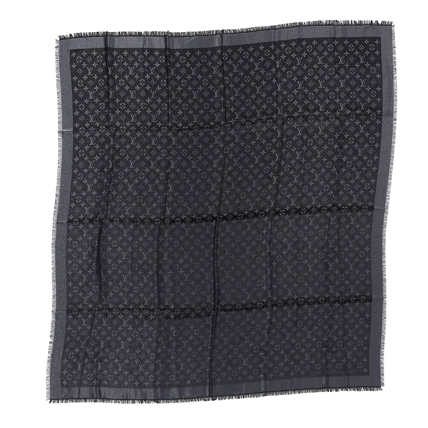 Louis Vuitton Silk Lurex Wool Monogram Shine Shawl Black 1 of 3