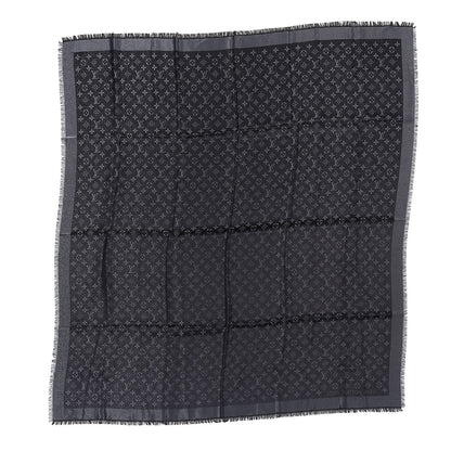 Louis Vuitton Silk Lurex Wool Monogram Shine Shawl Black 1 of 3