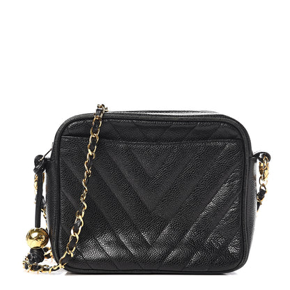 Chanel Caviar Chevron Quilted Camera Case Black 1 of 12