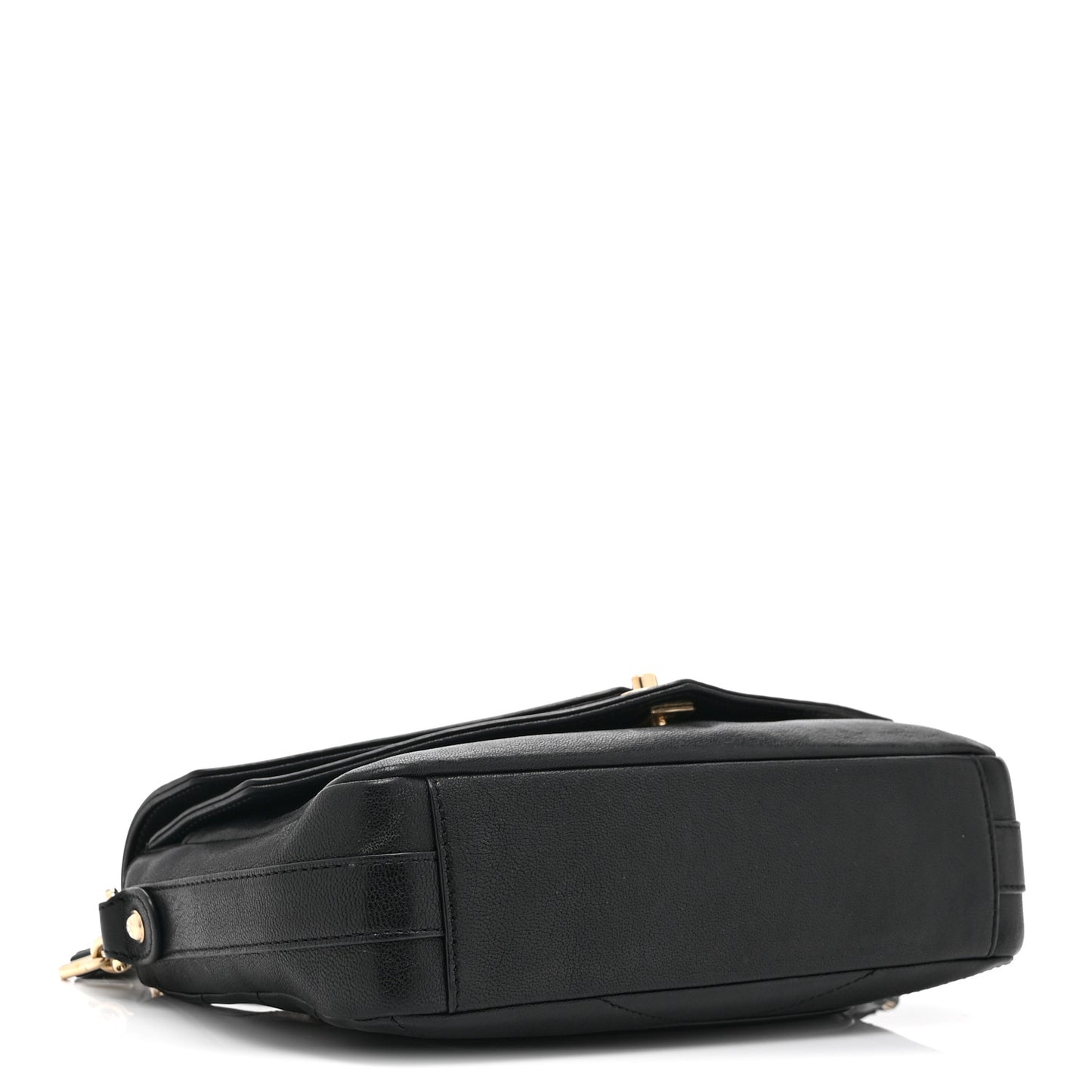 Sheepskin Chevron Quilted Mini Double Chevron Flap Black