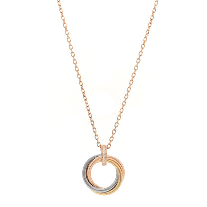 Cartier 18K Pink White Yellow Gold Diamond Trinity Pendant Necklace 1 of 5
