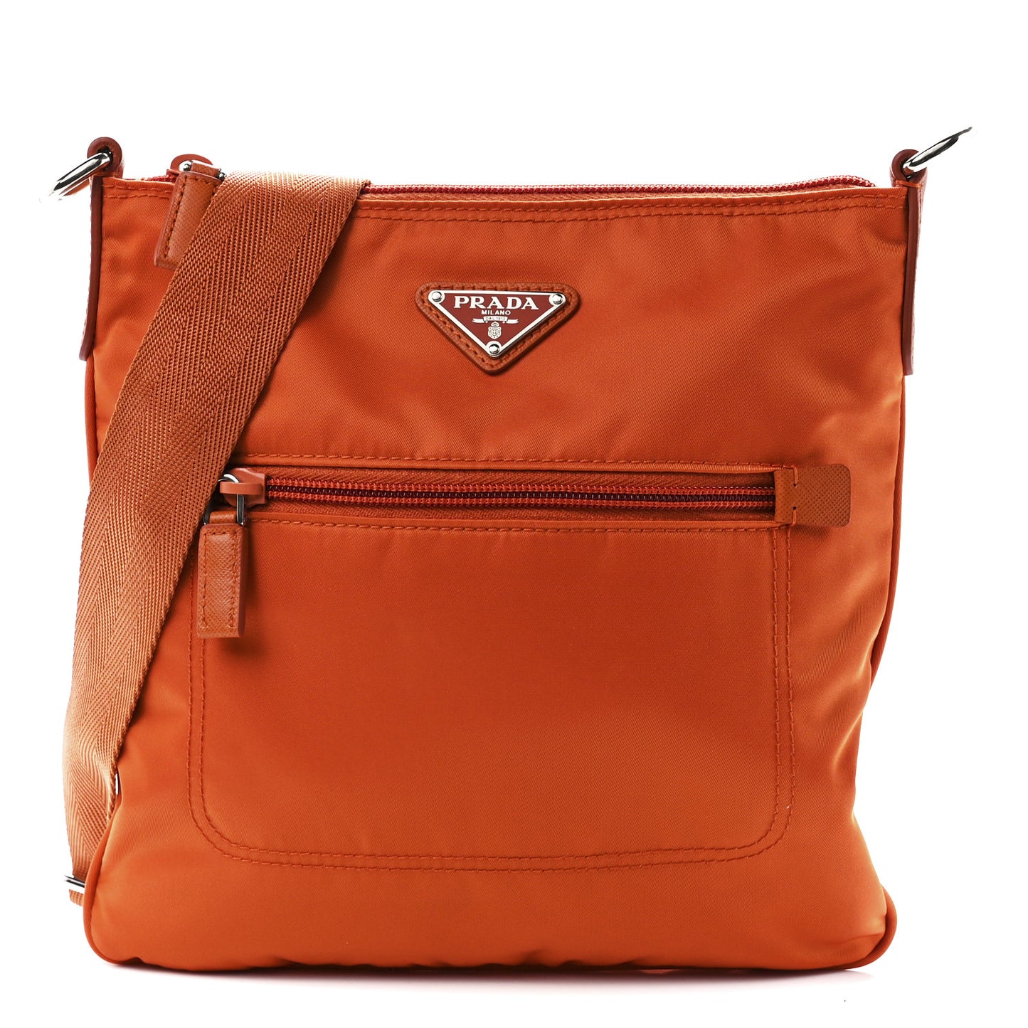Tessuto Nylon Saffiano Flat Messenger Bag Papaya