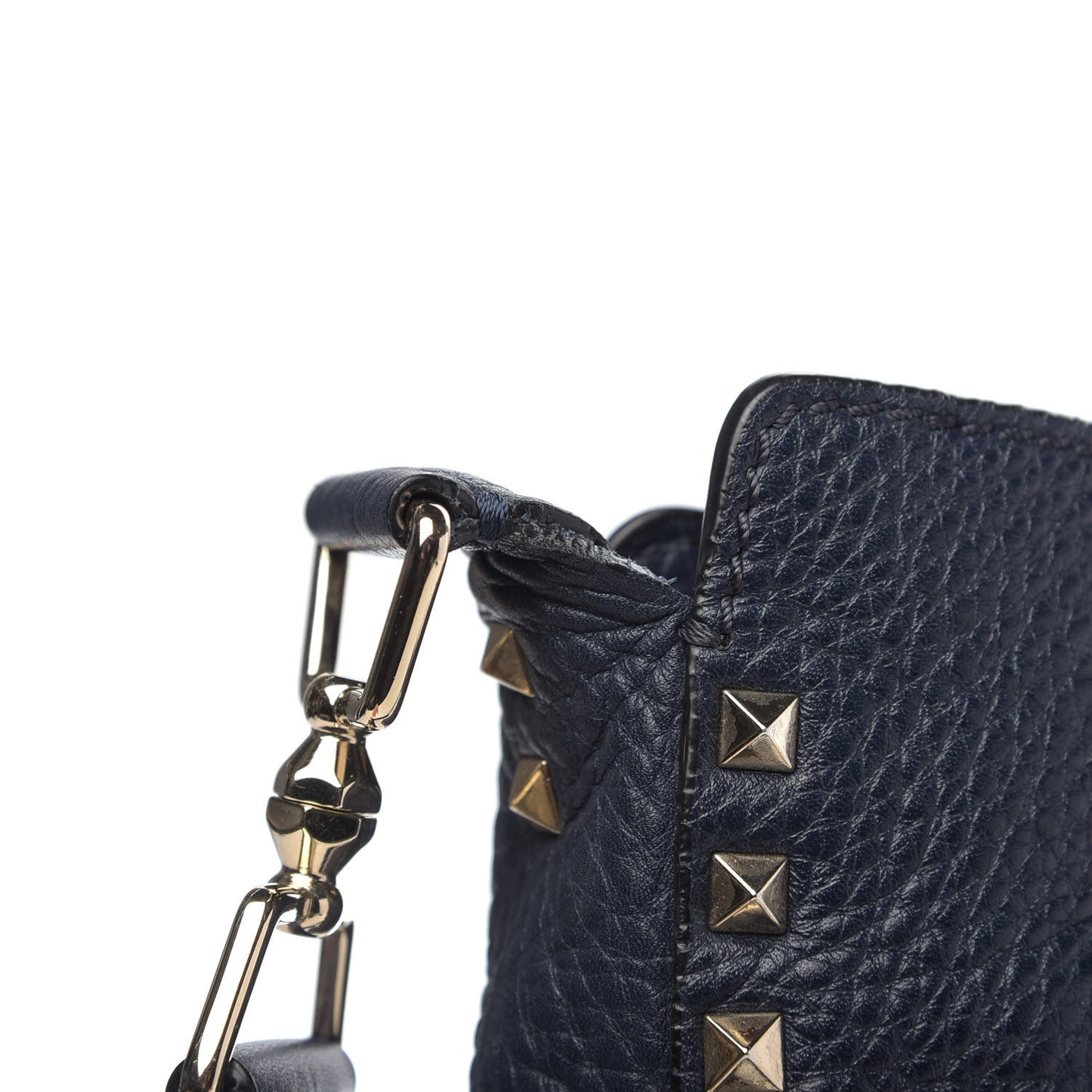 Pebbled Calfskin Large Rockstud Flip-Lock Messenger Bag Marine
