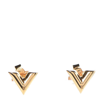 Louis Vuitton Brass Essential V Stud Earrings Gold 1 of 6