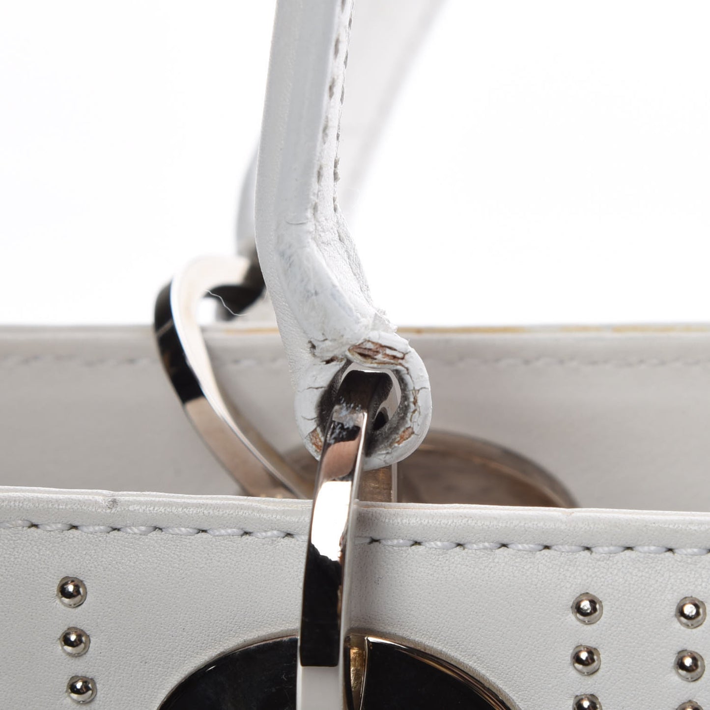 Calfskin Cannage Studded East West Lady Dior White