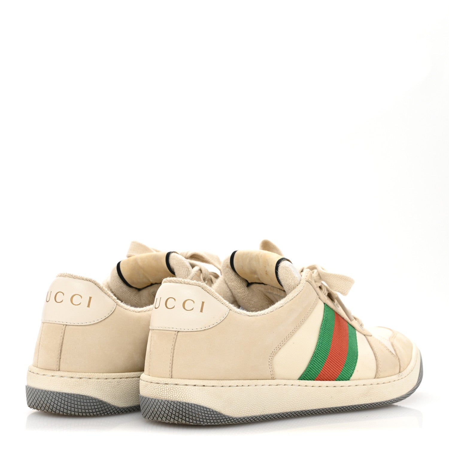 Gucci Nylon Nubuck Web Womens Screener Sneakers 38 Mystic White Dusty Milk 5 of 12