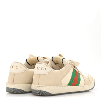 Gucci Nylon Nubuck Web Womens Screener Sneakers 38 Mystic White Dusty Milk 5 of 12