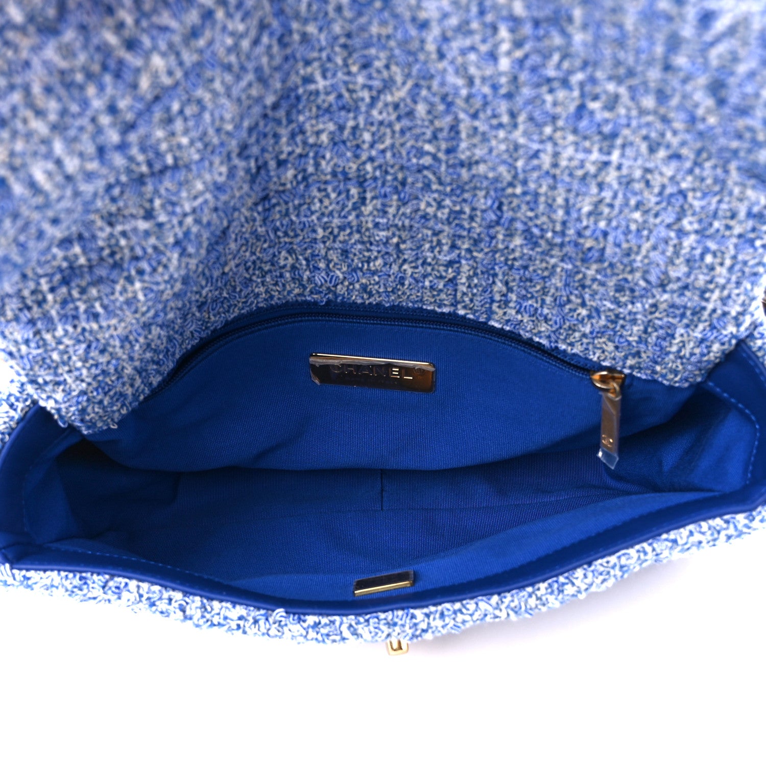 Chanel Tweed Quilted Medium Chanel 19 Flap Blue Multicolor 5 of 10
